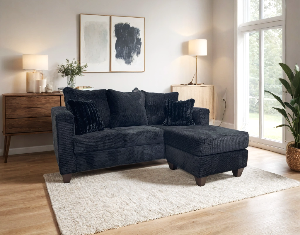 100 Black Reversible Sectional