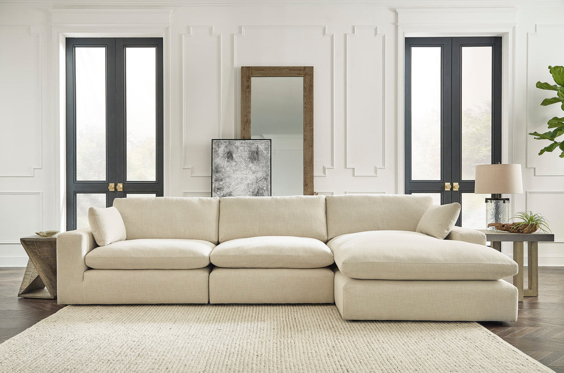 10006 3pcs Ivory Linen Sectional