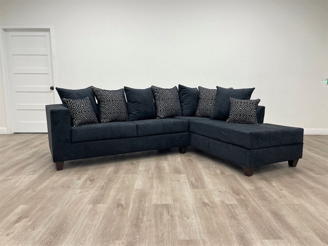110 Black Chenille Fabric Sectional