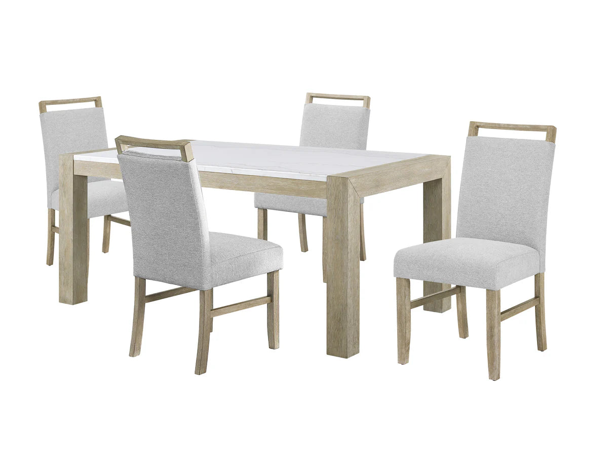 6pcs Dune Light Grey Genuine Marble Dining Set
