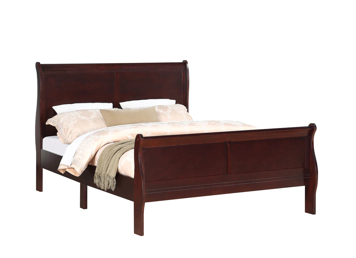 5pcs Louis Philip Cherry Finish Bedroom Set