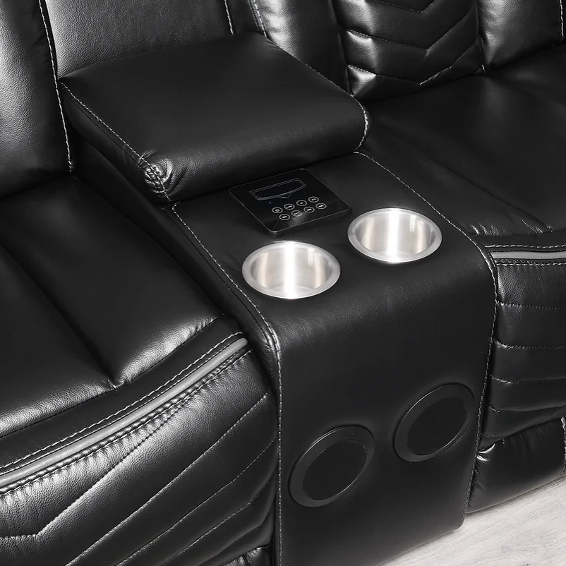 Lucky Charm Black LED Reclining Sectional