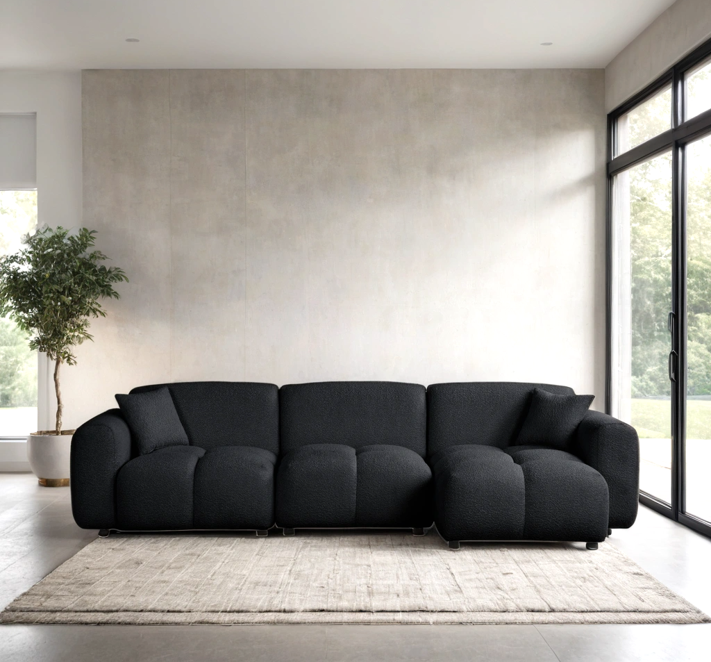Bella Black Boucle Sectional
