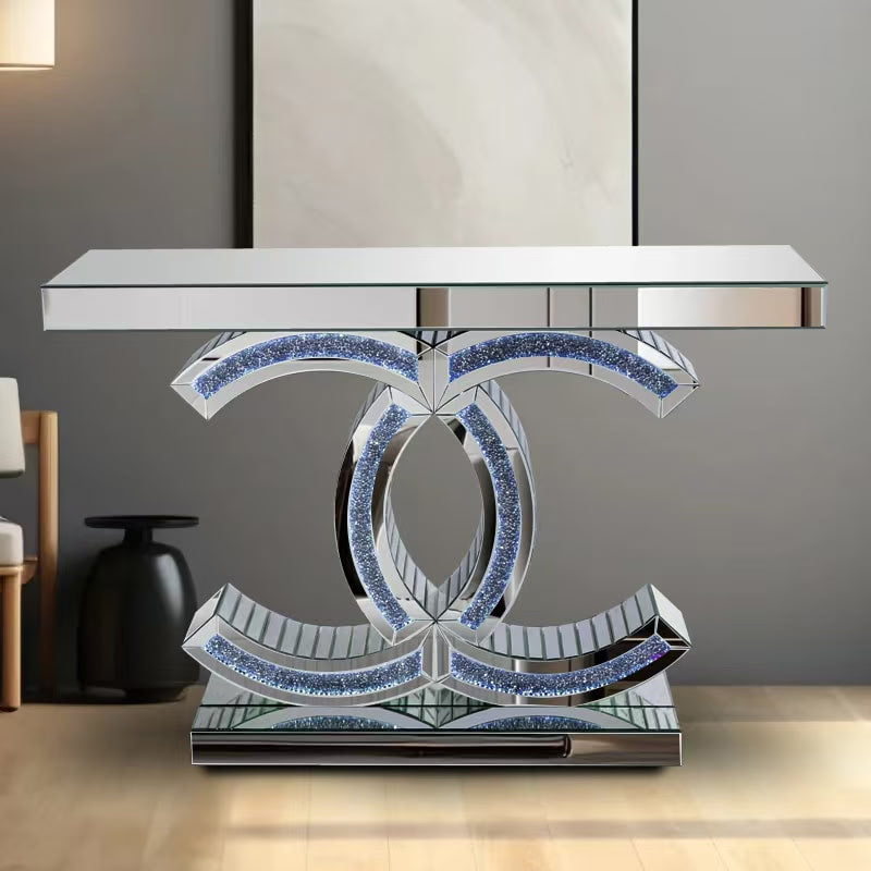Glow Mirror Glass Multicolor Console