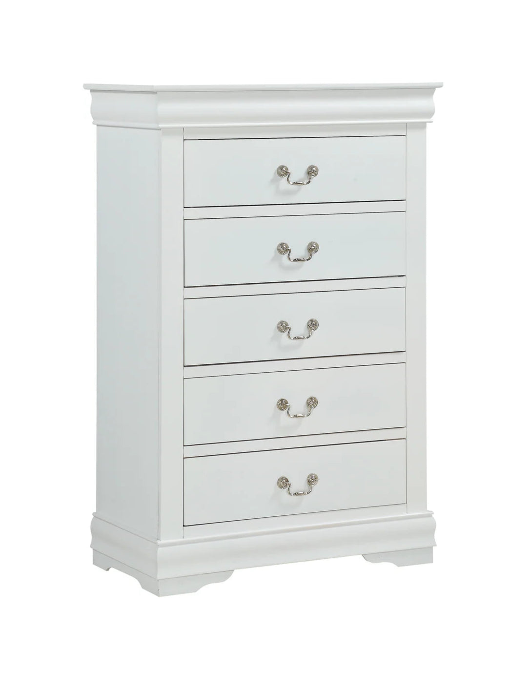 5pcs Louis Philip White Finish Bedroom Set