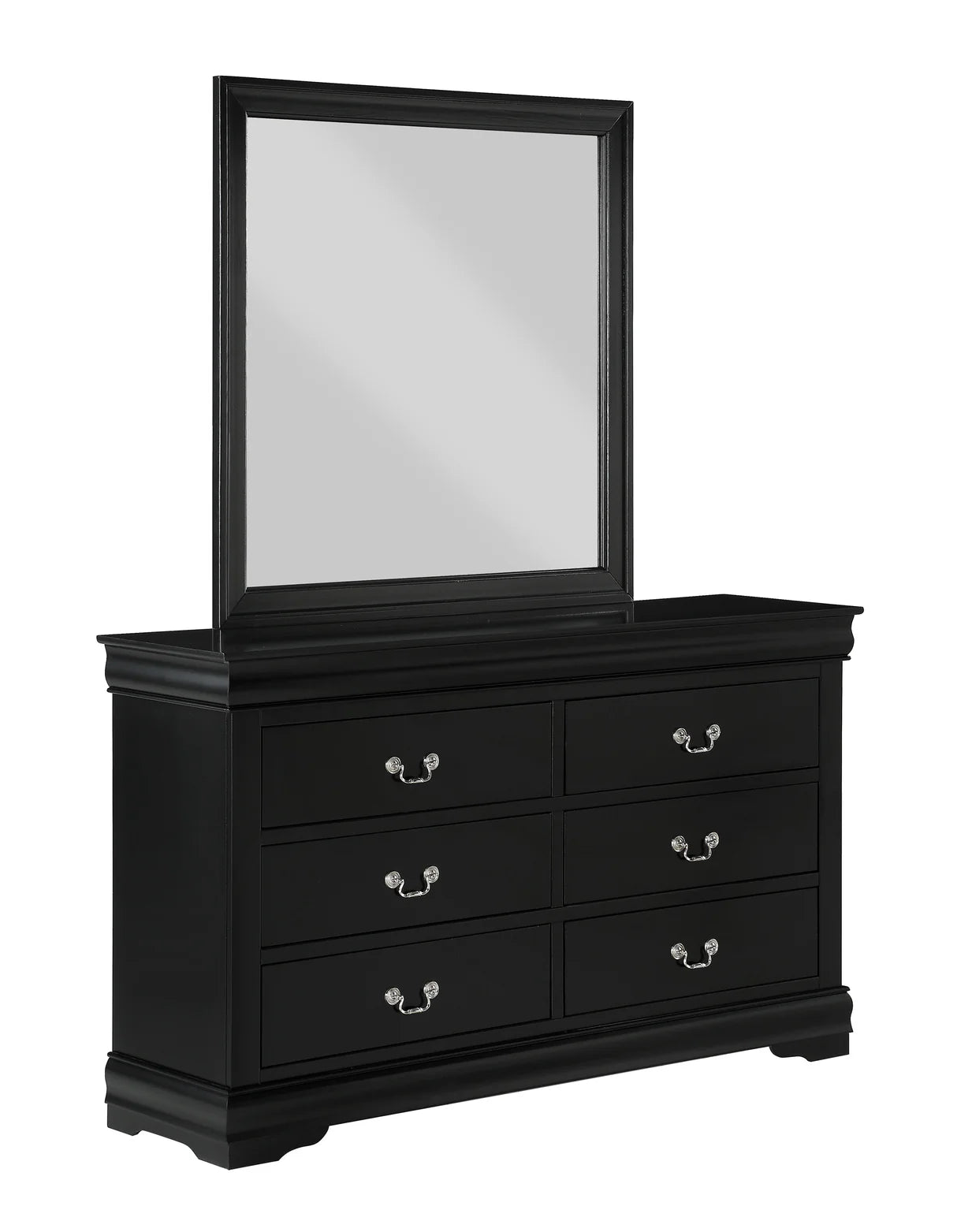 5pcs Louis Philip Black Finish Bedroom Set
