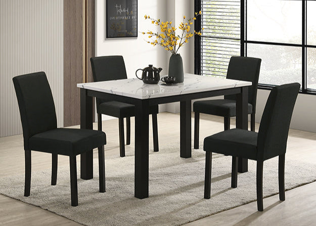 5pcs 2120 Resia White Marble Top Dining Set