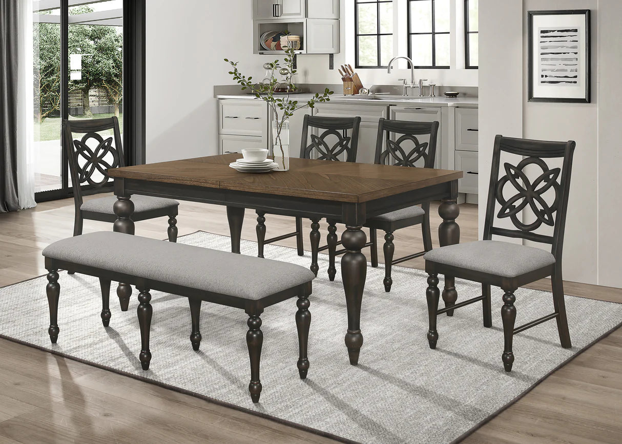 6pcs Hilara Espresso Wood Finish Dining Set