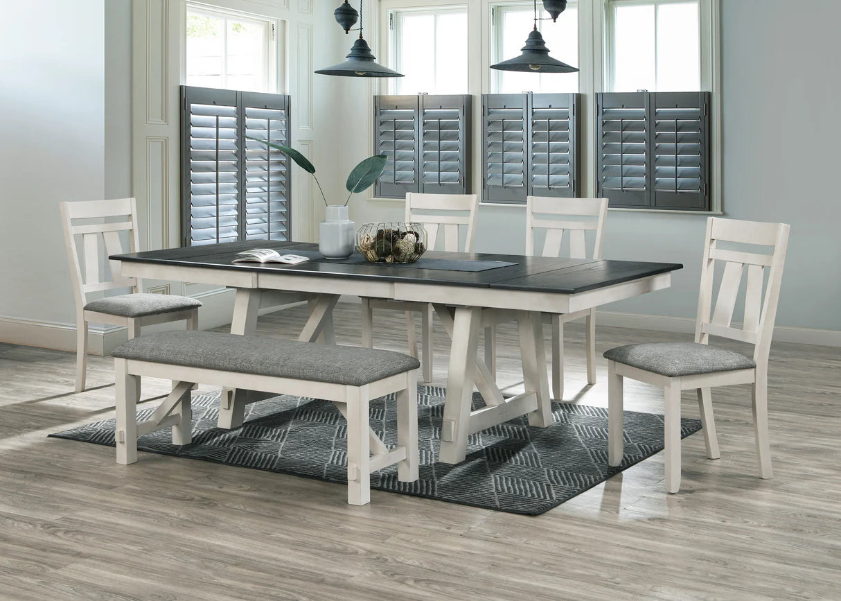 6pcs Maribelle Warm Grey Extendable Dining Set