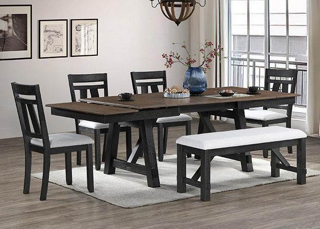 6pcs Maribelle Charcoal Extendable Dining Set