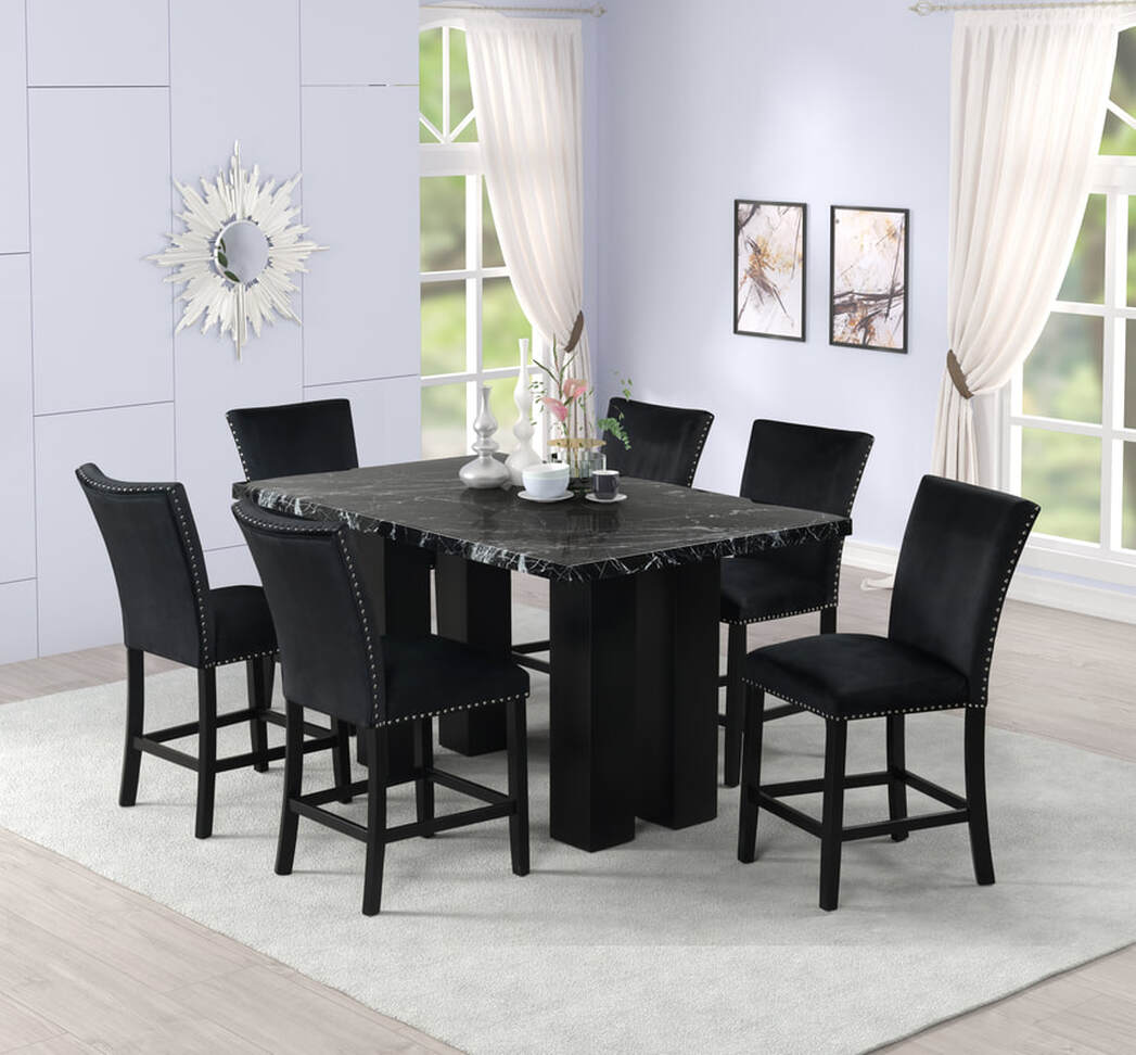 2220 Onyx - (FAUX MARBLE) 7pcse dinning set