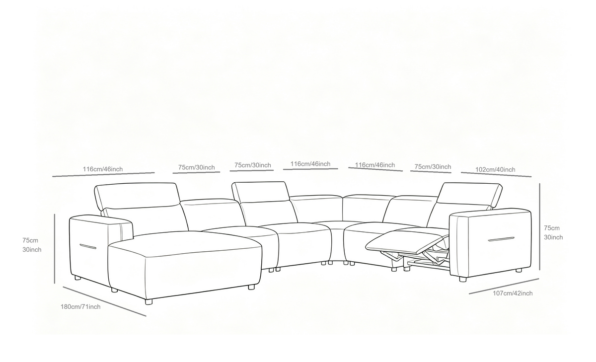 MI-2525 Noel Grey Power Reclining Sectional