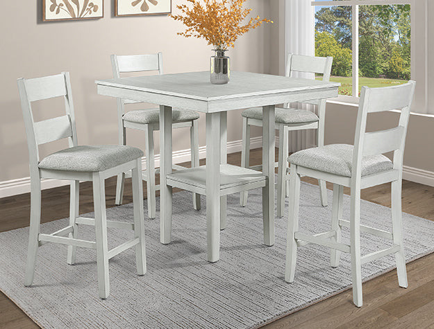 5pcs 2631 Lester White Counter Height Dining Set