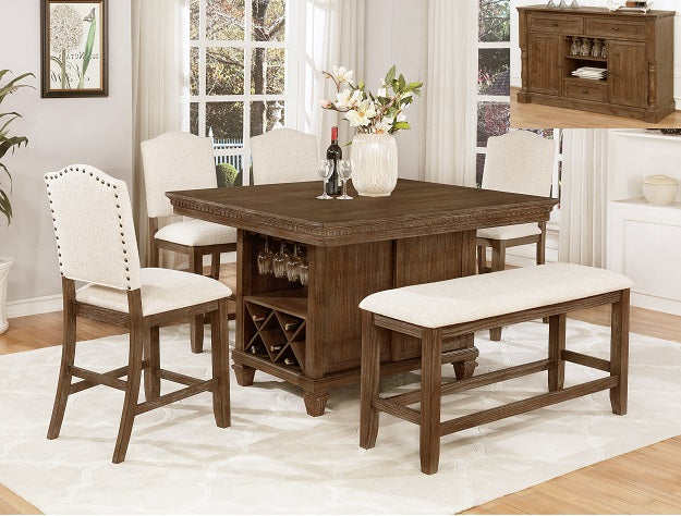 7pcs Rustic Wood Dinning Set (Multiple Setups)