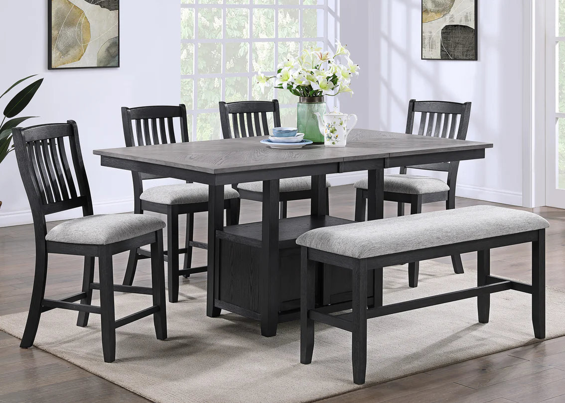 6pcs Buford Charcoal Counter Height Dining Set