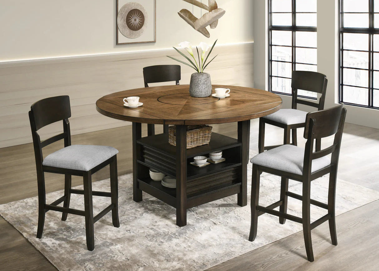 5pcs Oakly Brown Counter Height Dining Set