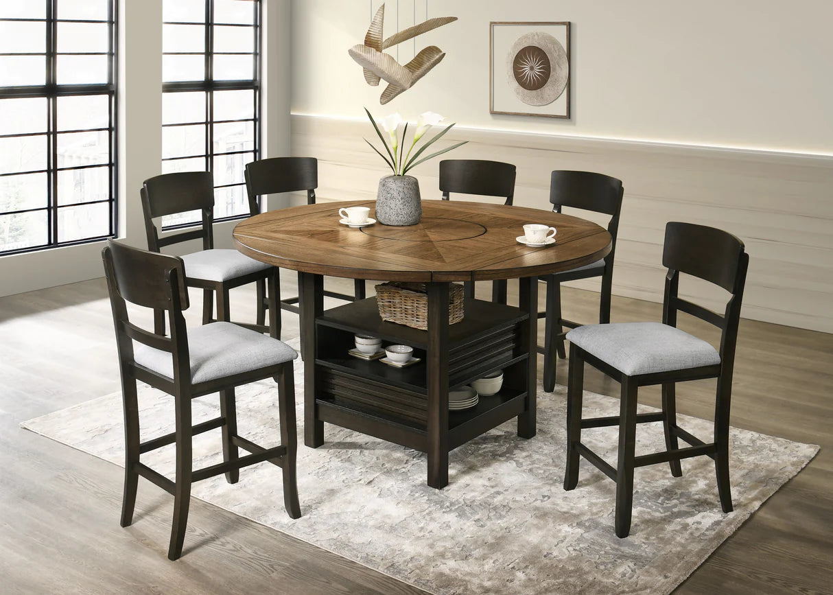 5pcs Oakly Brown Counter Height Dining Set