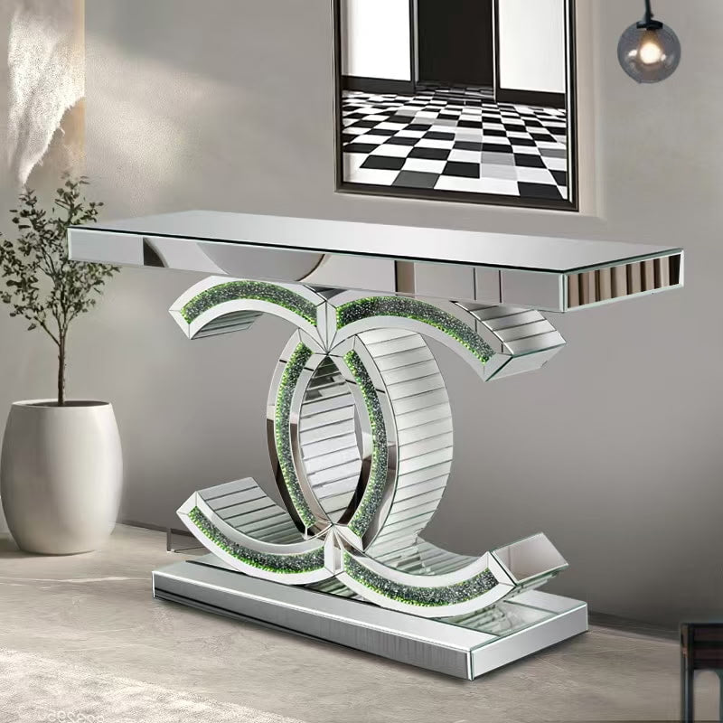 Glow Mirror Glass Multicolor Console