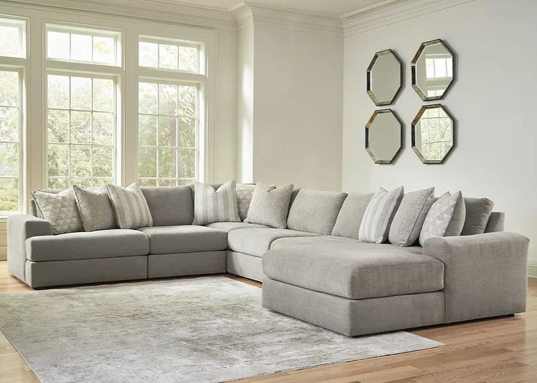 Ashley 58103 Avaliyah Ash Polyester Oversized Sectional 6 Pieces