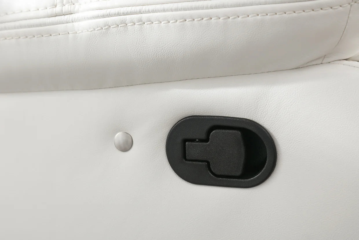 3pcs Lucky Charm White Leather Speaker LED Reclining Sofa Set