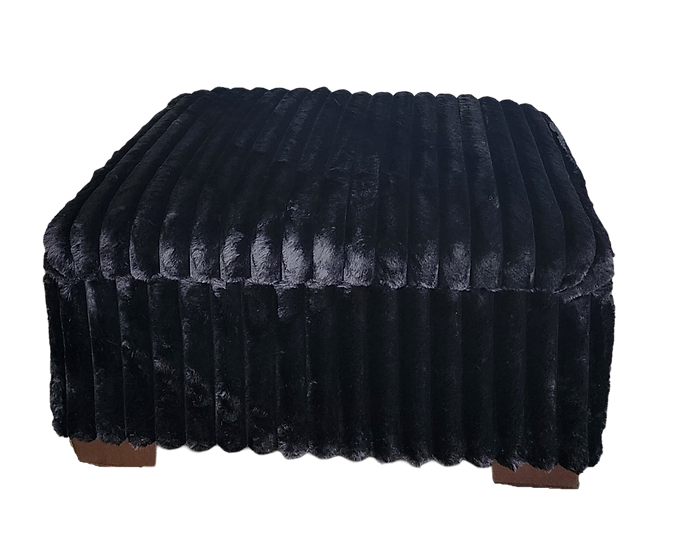 S320 Texan Black Thick Corduroy Sectional & Ottoman