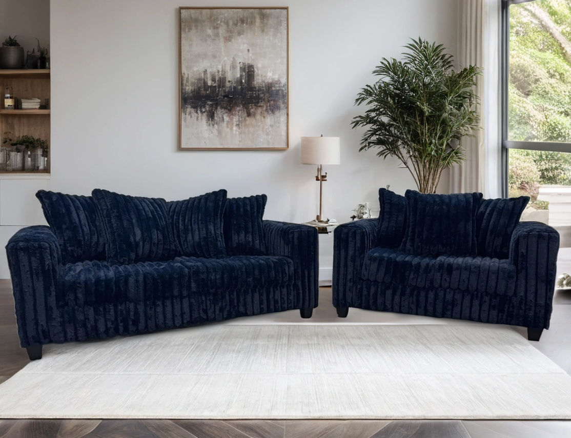 510 Navy Sofa & Loveseat Set