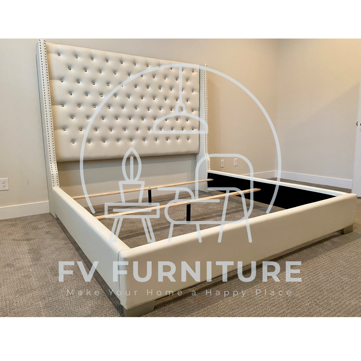 6FT Leather Diamond Bed Frame (Multiple Colors)