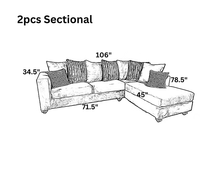 S315 Black Velvet Sectional