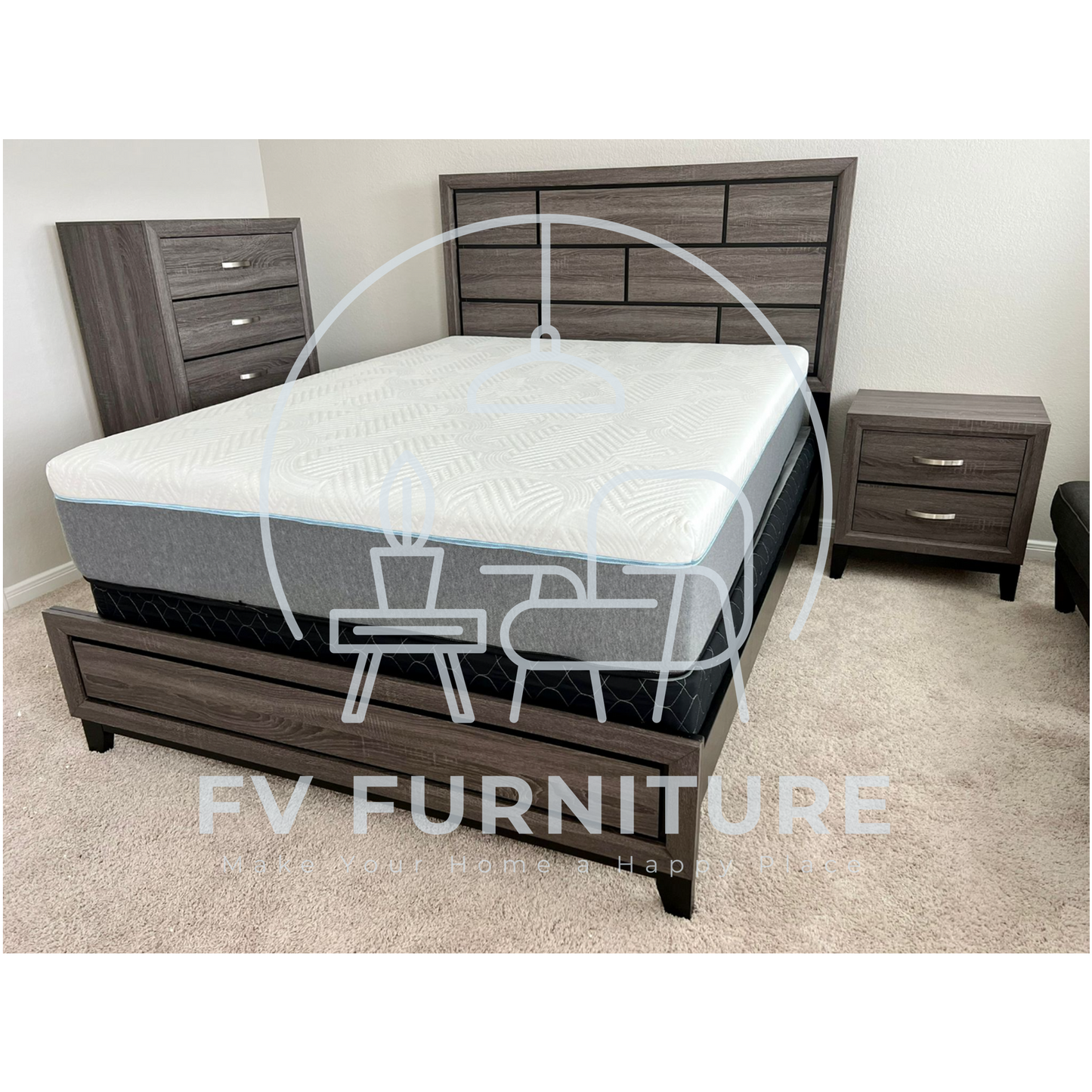 5pcs Wood Bedroom Set (Multiple Sizes)