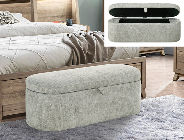 PHILIPA STORAGE BENCH-L.GREY TWEED