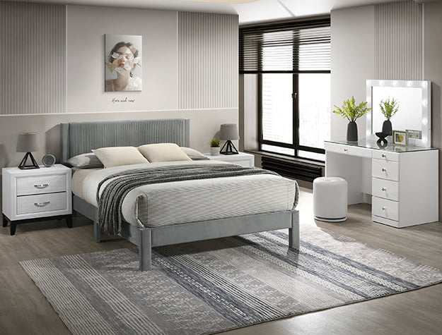 5097LG Lucia Light Gray Bed Frame