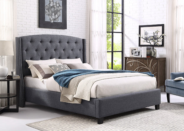 5111 Eva Grey Linen Bed Frame