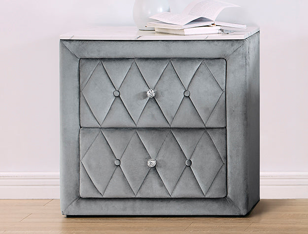 5114GY-2 Annabelle Grey Velvet Nightstand