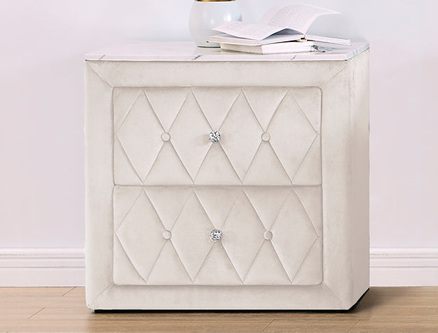 5114IV-2 Annabelle Ivory Velvet Nightstand