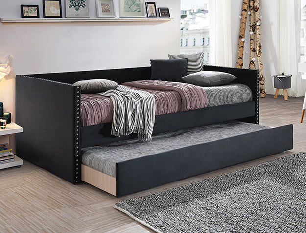 SADIE DAYBED ARMS+SLATS-BLK VELVET