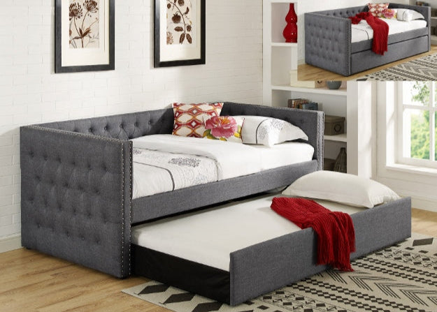 5335 Trina Grey Linen Daybed with Trundle