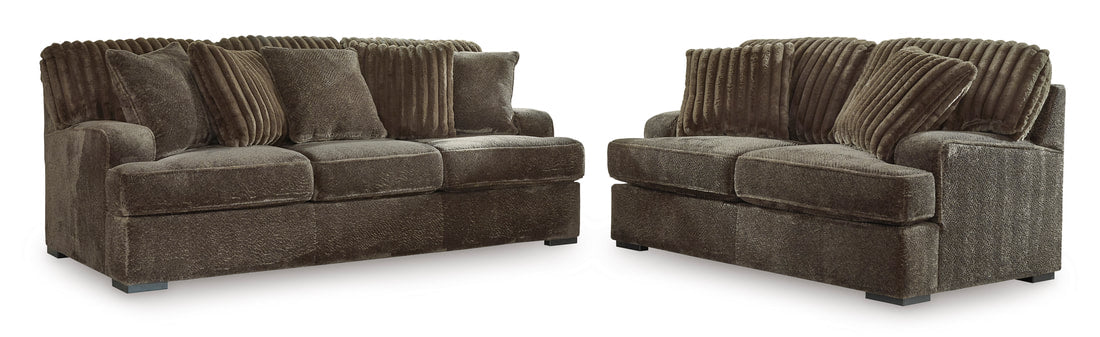 Ashley 537-02 Chocolate Sofa & Loveseat