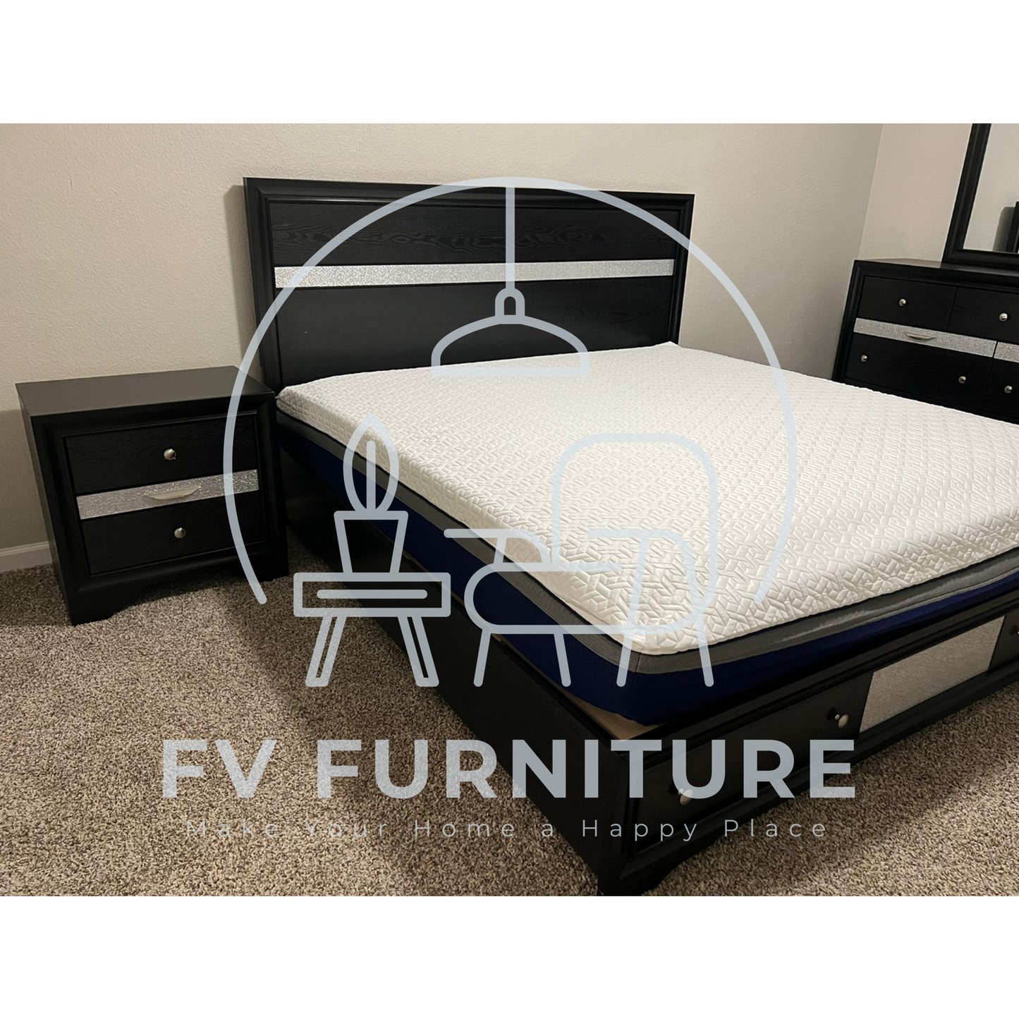 5pcs Wood Bedroom Set (Multiple Sizes & Colors)