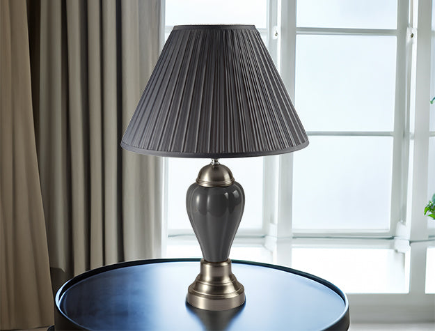 26" PORCELAIN LAMP, GREY