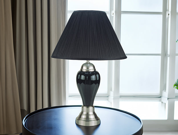 26" PORCELAIN LAMP, BLACK
