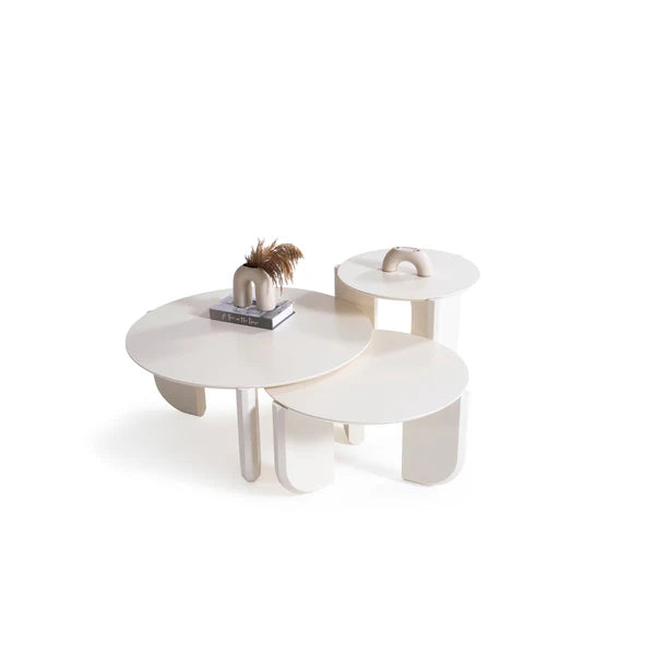 3pcs 720 Cream Coffee Table Set