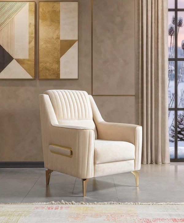 Sandra Ivory Velvet Chair