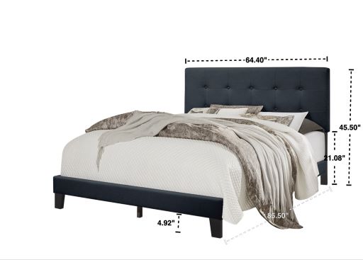 940 Linen Charcoal Platform Bed