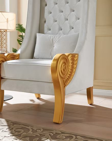 A-CH02 Throne 62.5 Tall White Premium Fabric Chair