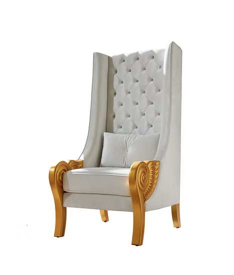 A-CH02 Throne 62.5 Tall White Premium Fabric Chair