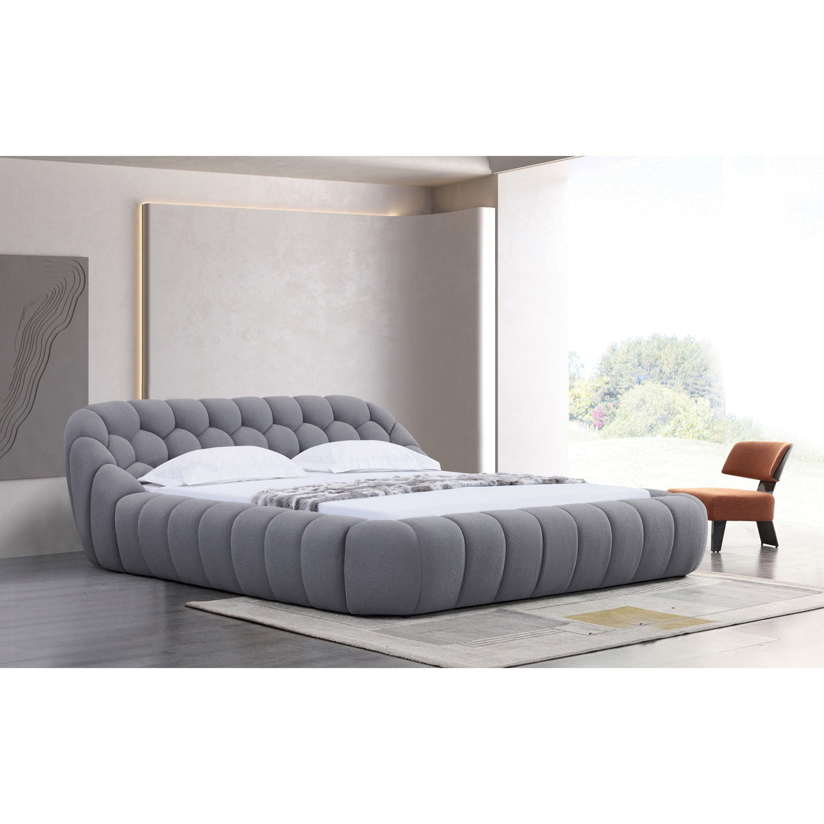 B127 Bubbles (Grey) - Queen Bed