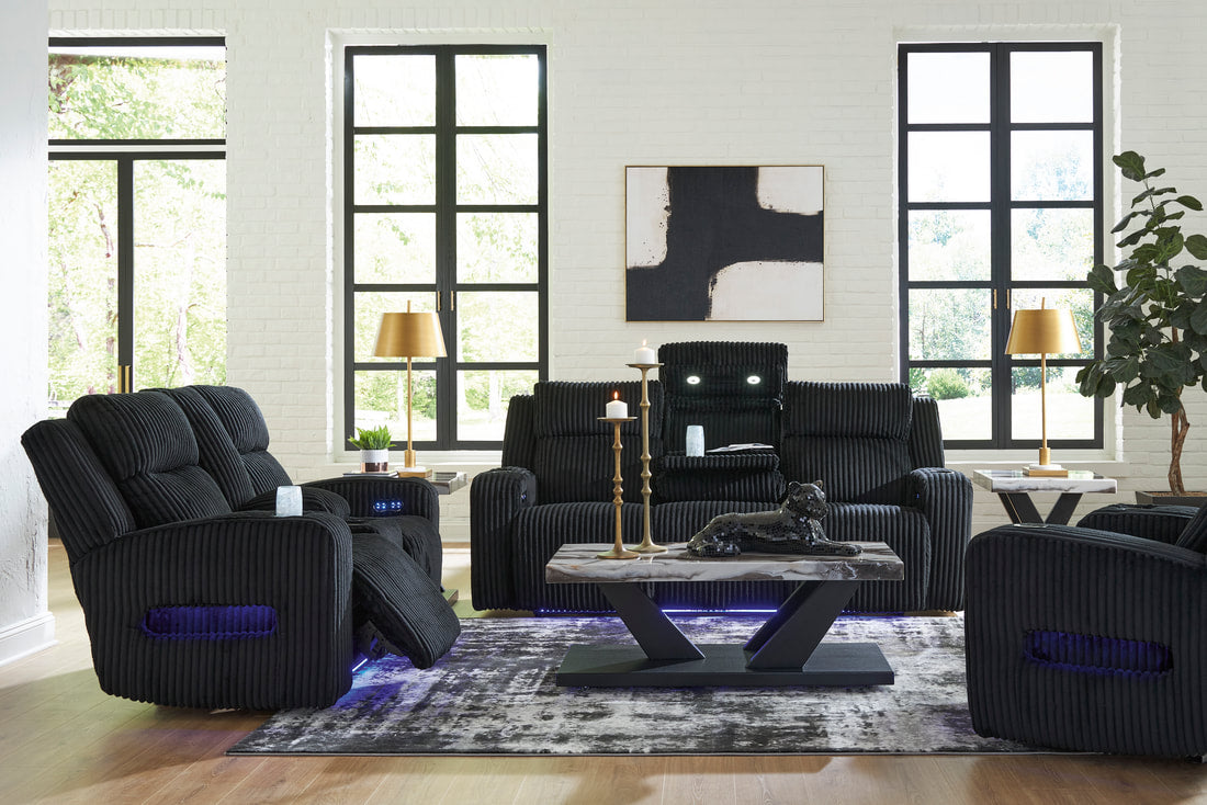 3pcs or 2pcs Ashley 642-02 Black Power Reclining Set