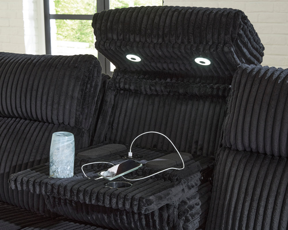 3pcs or 2pcs Ashley 642-02 Black Power Reclining Set