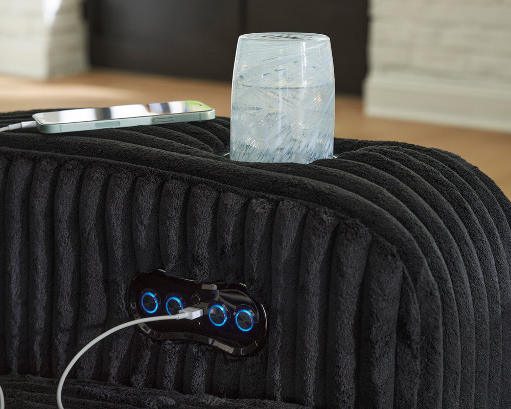 3pcs or 2pcs Ashley 642-02 Black Power Reclining Set