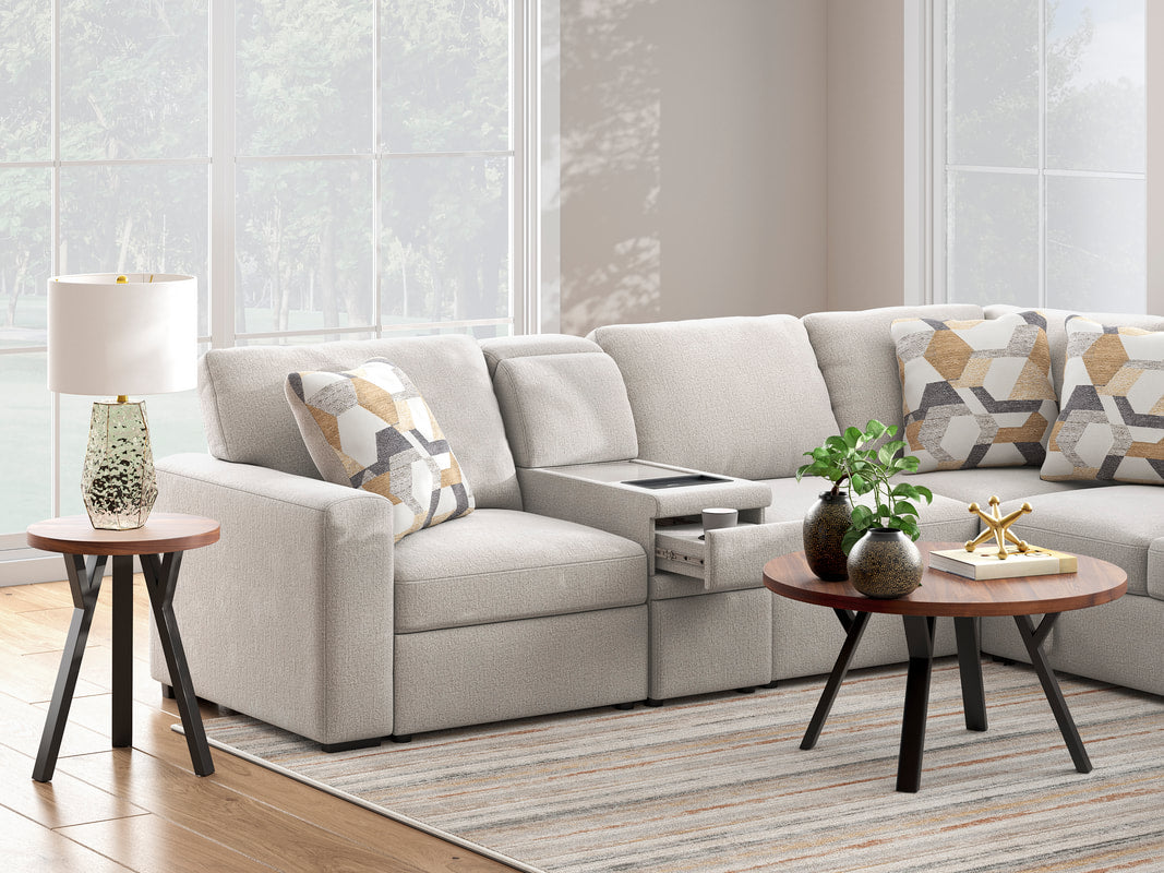 Ashley 673-05 Grayish/ Flannel Sectional with Pull Out